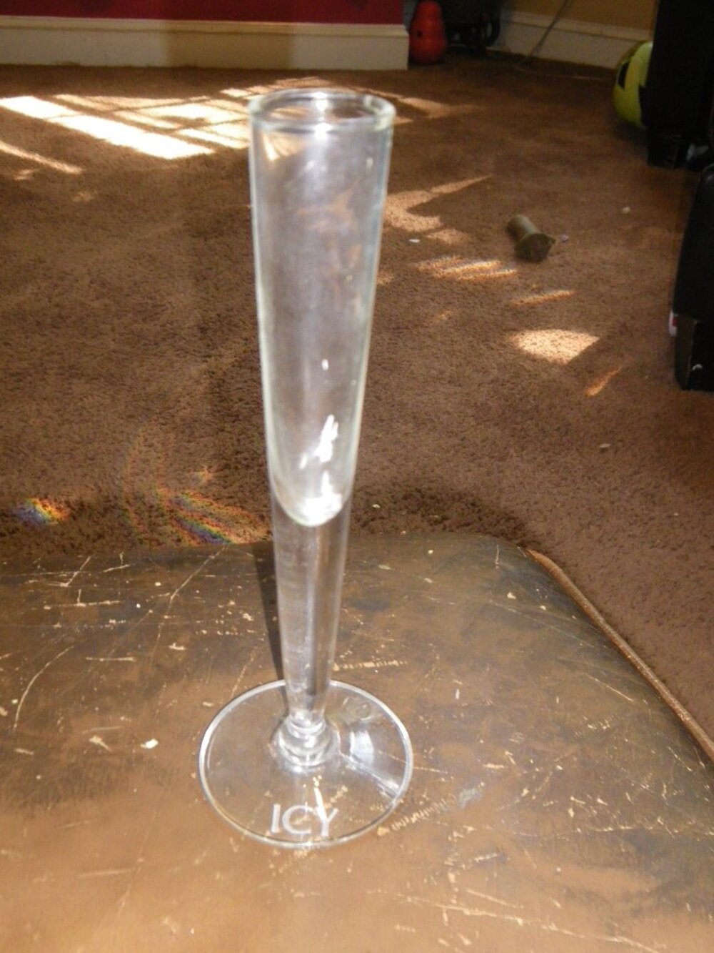 Vintage Tall Thin Glass Vase ICY